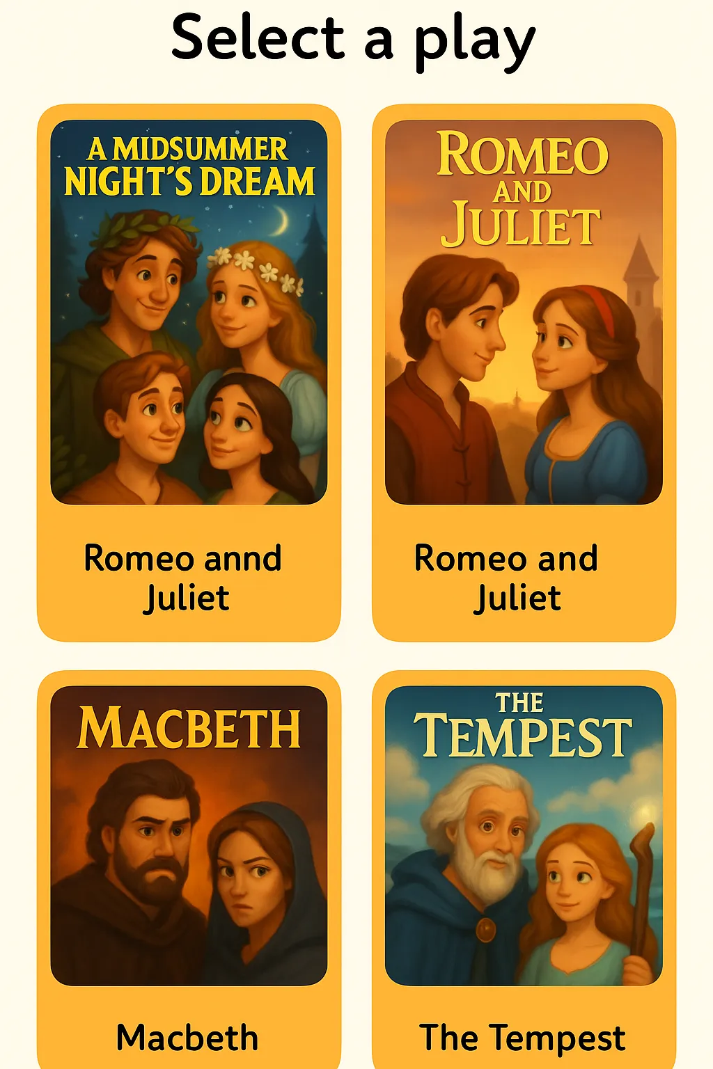 Choose a Story Screen